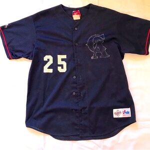 Anaheim Angles (CA logo) Majestic Navy & Red Baseball Jersey with Number 25